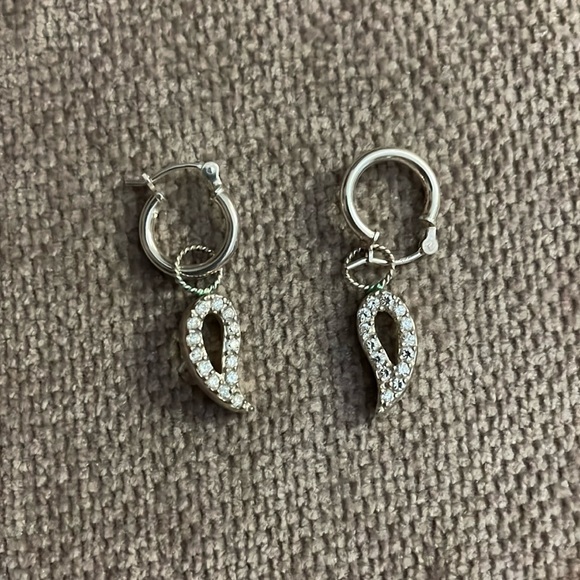 Silver hoop earrings and collection of Crystal Earring Charms - Picture 3 of 5